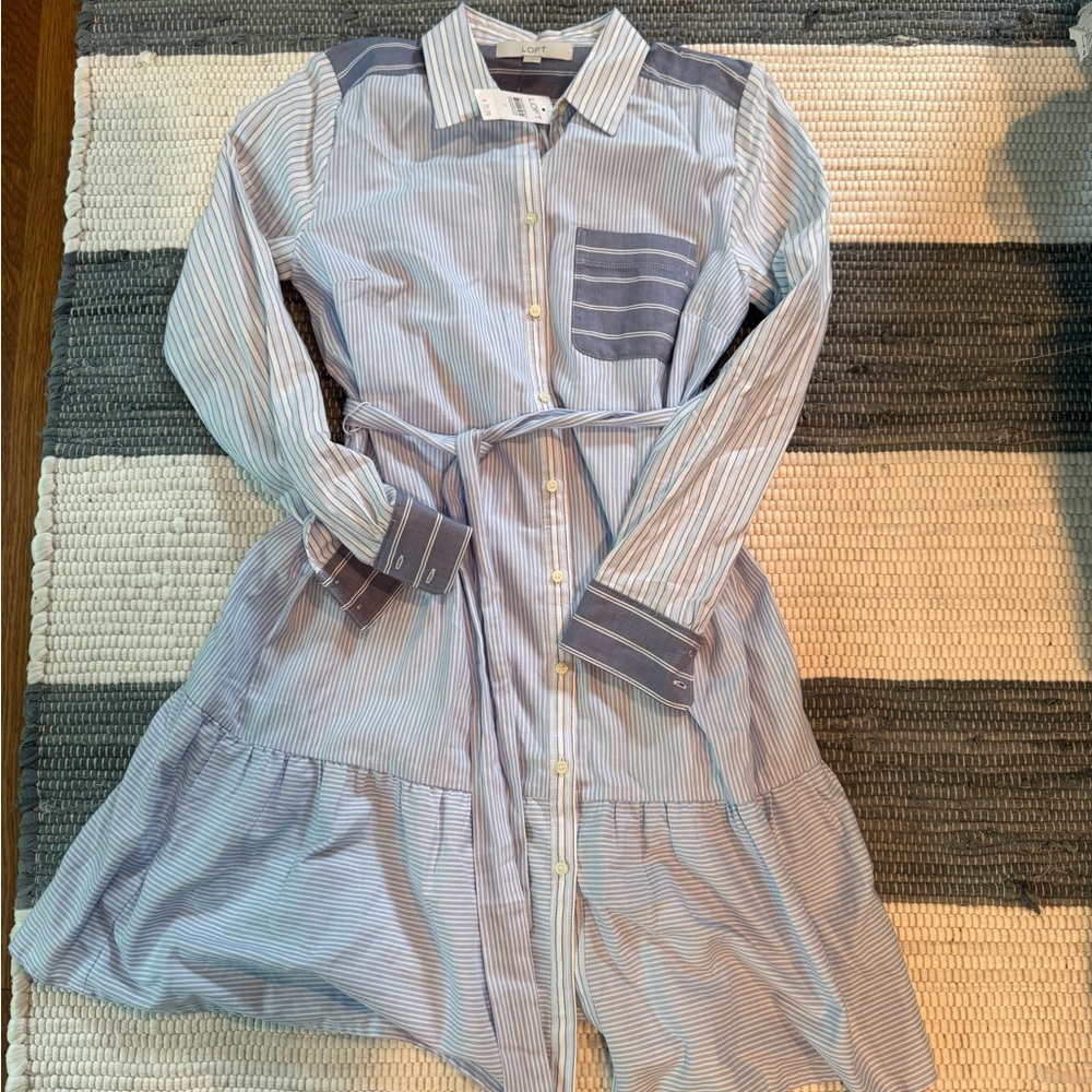 Loft Striped Blue and White Dress